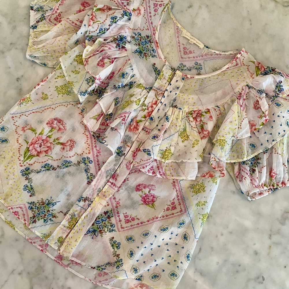 LoveShackFancy white ruffle Amir’s Top size XS